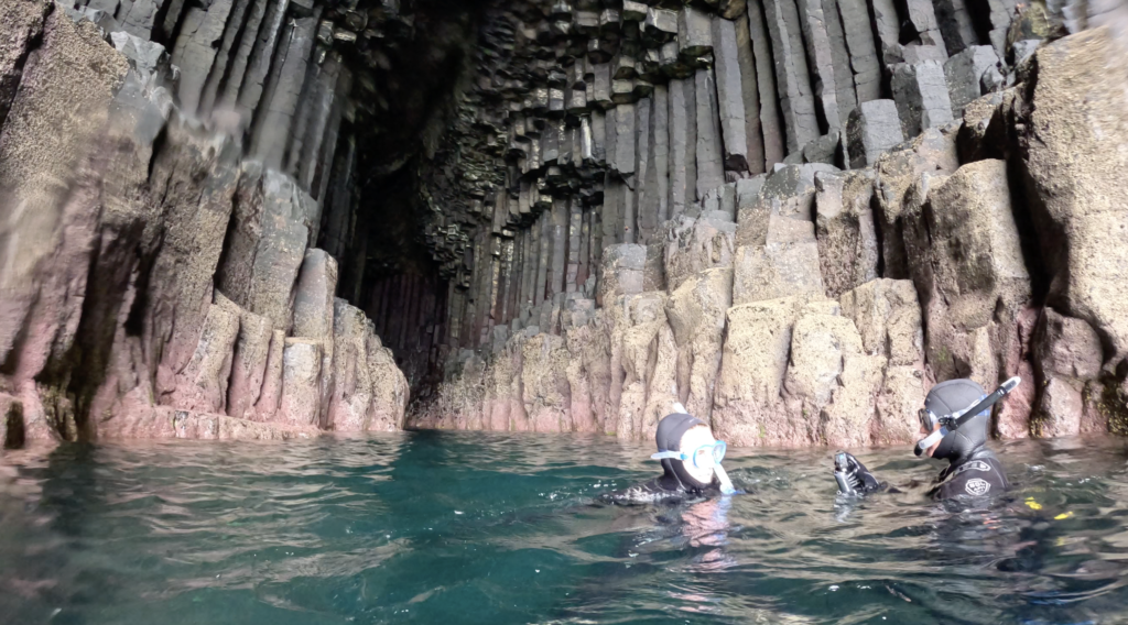 Wild swimming in Fingal's Cave